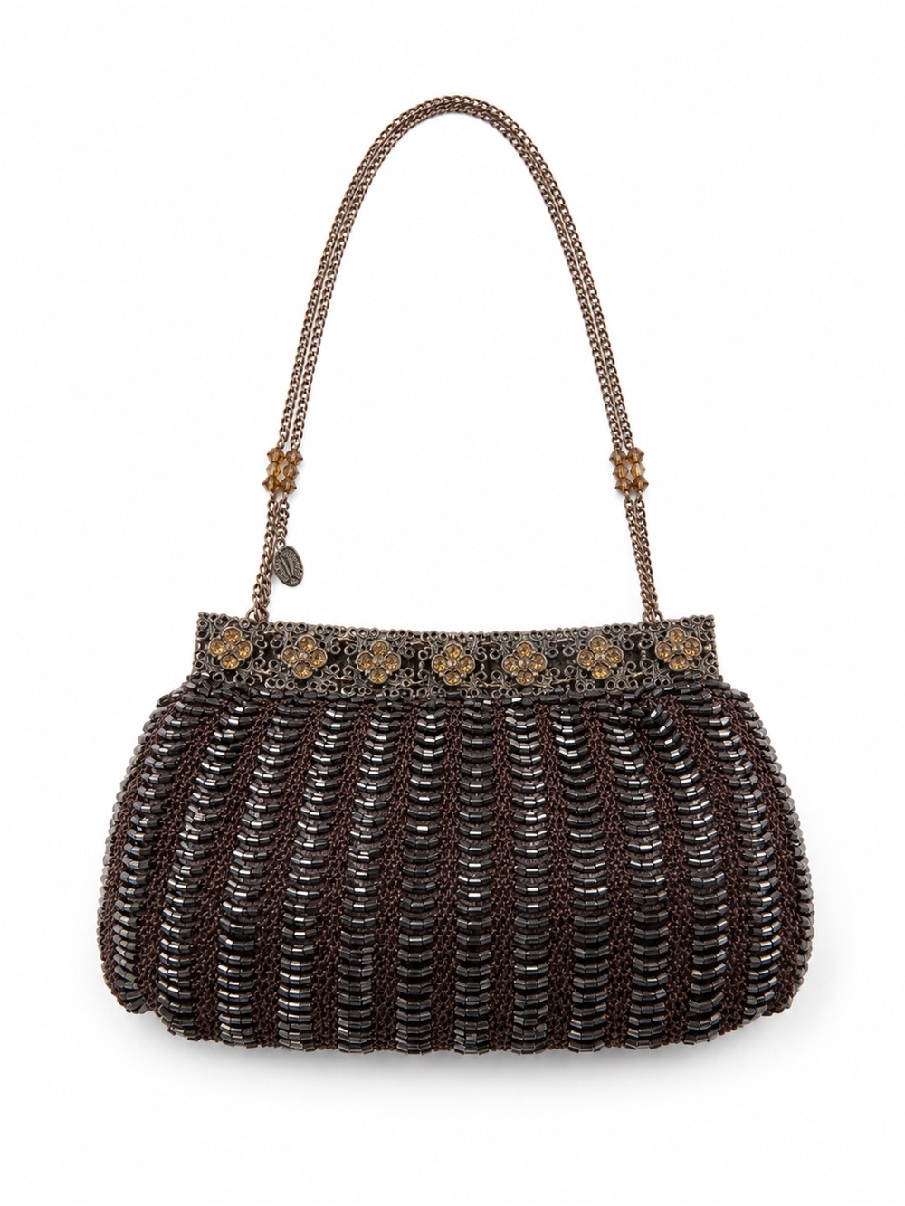 Clara Kasavina Brown Beaded Mini Bag